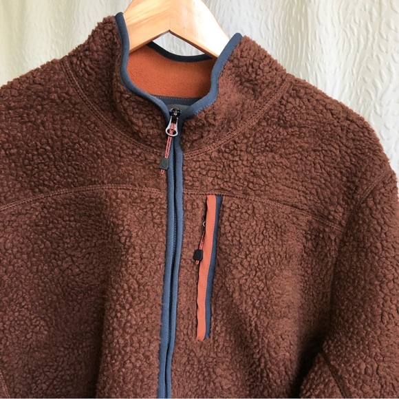 NWT Eddie Bauer Men's Chilali Faux Shearling Fleece Full Zip Cognac Jacket - Picture 3 of 16